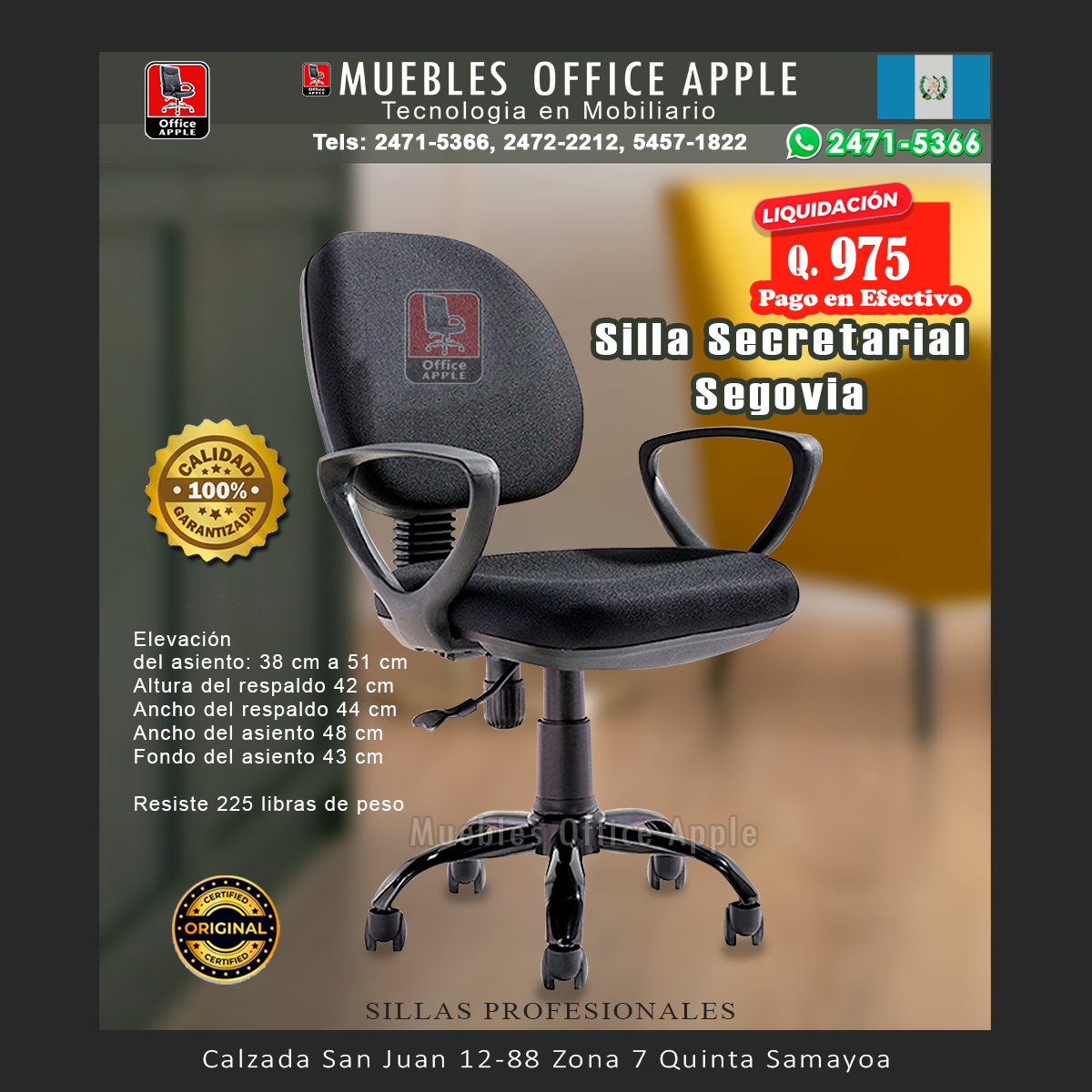 12 SILLA SECRETARIAL SEGOVIA SILLA SECRETARIAL SEGOVIA